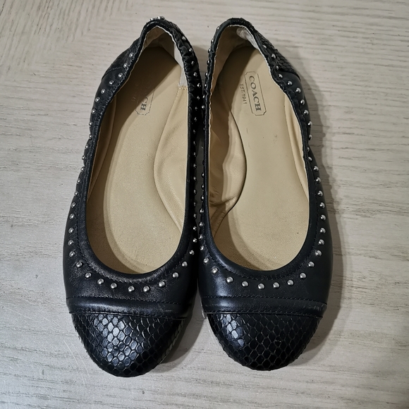 Coach Delia Studded Leather Ballet Flats - Picture 2 of 16